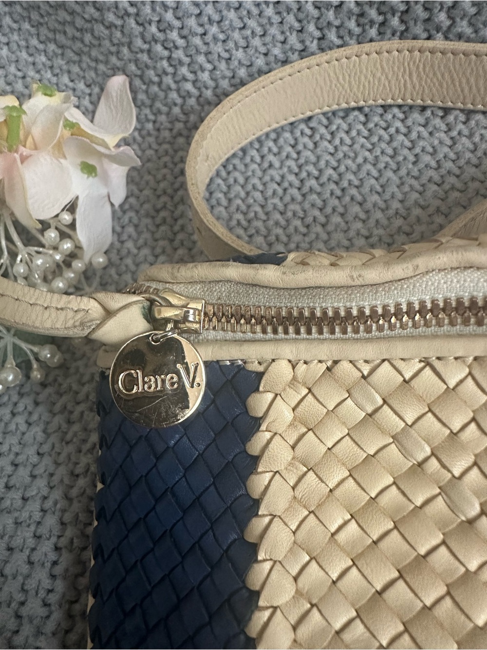 CLARE V. Woven Leather Striped Fanny Pack - Picture 6 of 12